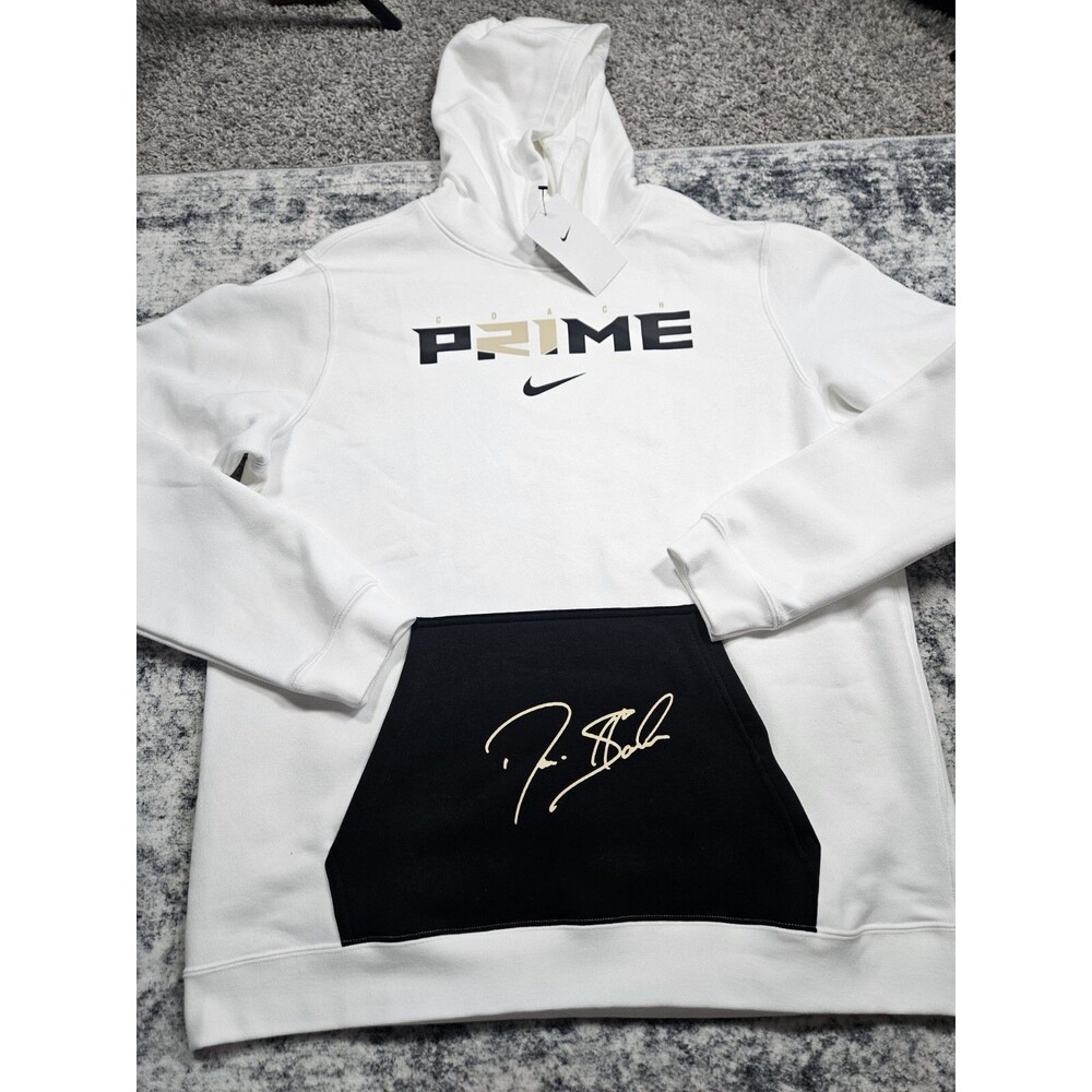 Nike Men's Coach Prime 2.0 White Club Deion Sanders Hoodie Sweatshirt Men's L